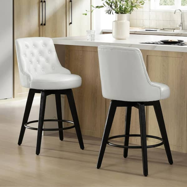 Spruce & Spring Haynes 26 in. White High Back Metal Counter Stool with ...