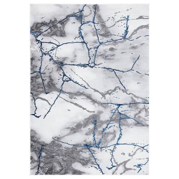 SAFAVIEH Craft Ivory Gray/Blue 4 ft. x 6 ft. Distressed Abstract Area Rug