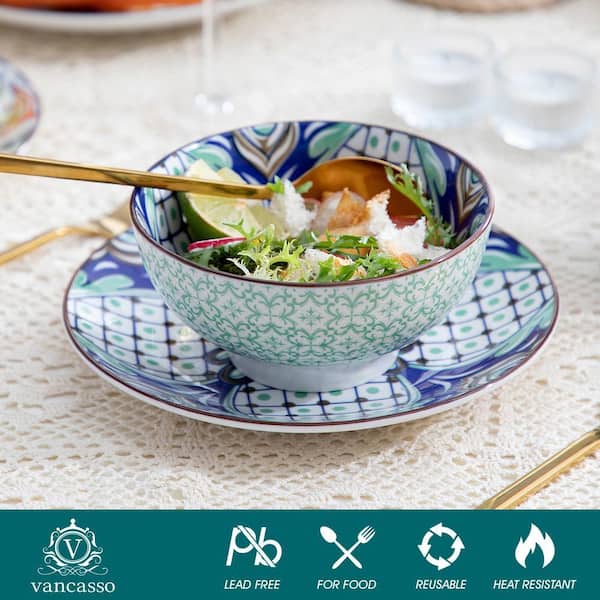 vancasso Jasmin 16-Piece Porcelain Multi-Colors Dinnerware Sets