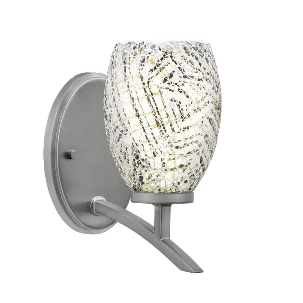Siena 5 in. 1-Light Graphite Sconce with 5 in. Natural Fusion Glass Shade N