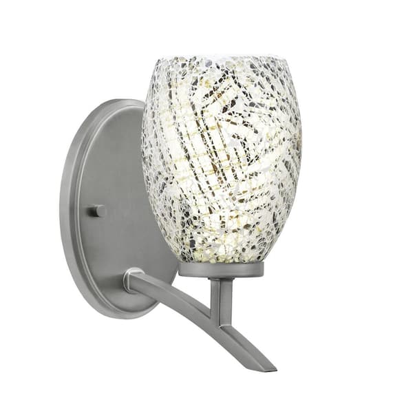 Unbranded Siena 5 in. 1-Light Graphite Sconce with 5 in. Natural Fusion Glass Shade No Bulb Included