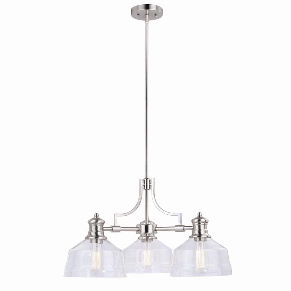 Beloit 3-Light Satin Nickel Farmhouse Chandelier Clear Glass price history on PriceWatchPro