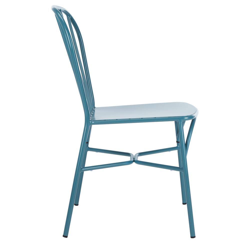 Matte Navy Blue Aluminum Stackable Side Chair Set