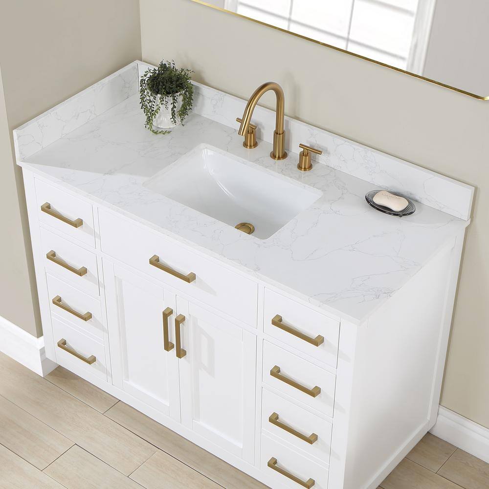Gavino 48" White Wood Vanity with Composite Stone Top