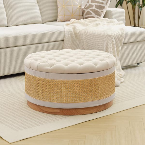 Cairona cream tufted ottoman sales