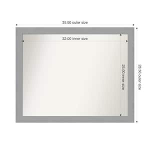 Brushed Nickel 35.5 in. x 28.5 in. Custom Non-Beveled Recycled Polystyrene Framed Bathroom Vanity Wall Mirror