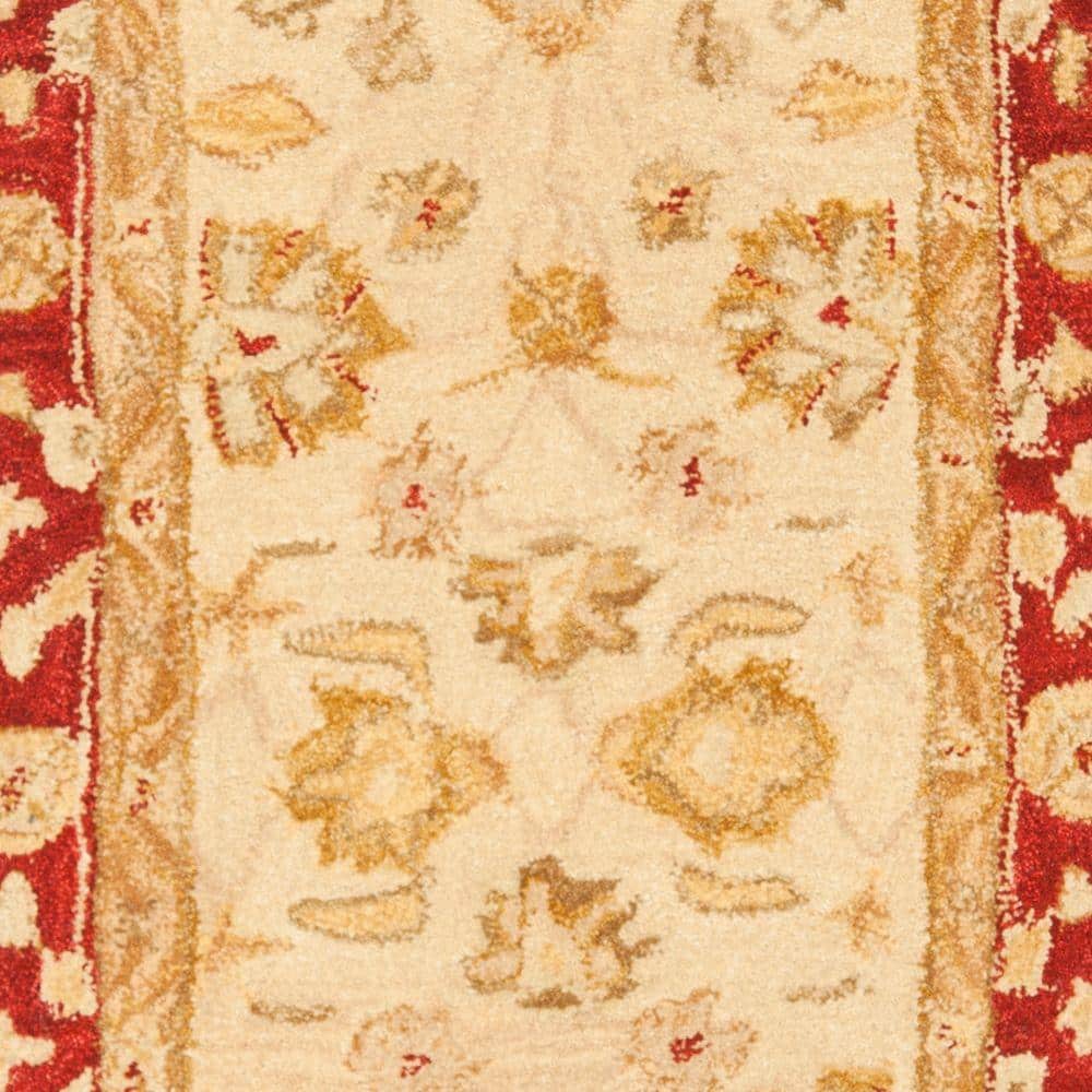Ivory and Red Floral Hand-Tufted Wool Runner Rug, 2'3" x 8'