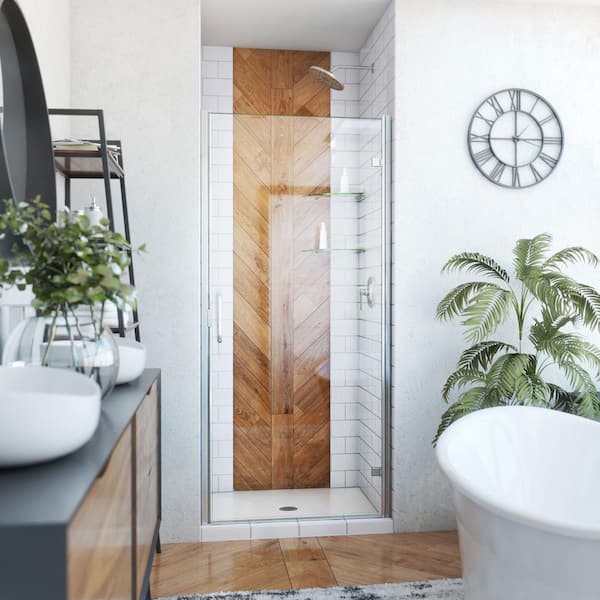 DreamLine Alliance Swing 33 in. W x 72-5/8 in. H Semi-Frameless Swing Shower Door in Brushed Nickel and Clear Glass