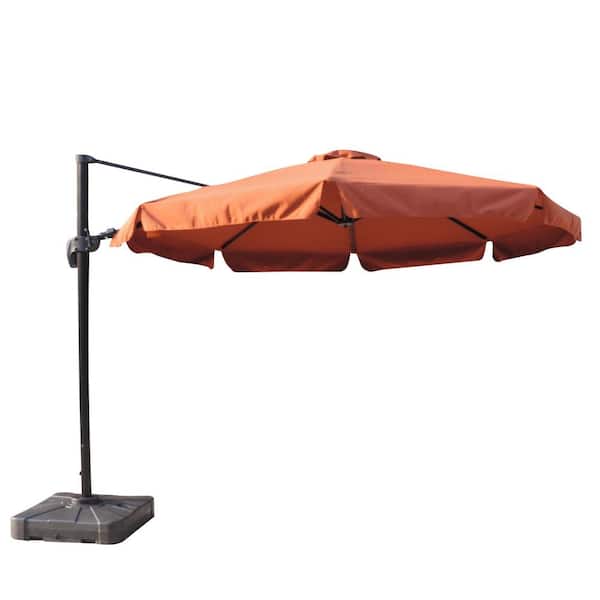 Island Umbrella Freeport 11 ft. Octagon Cantilever with Valance Patio Umbrella in Terra Cotta Sunbrella Acrylic