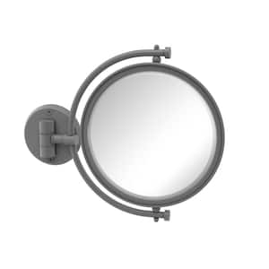 8 in. x 10 in. Round Framed Wall Mounted Make-Up Mirror 2X Magnification in Matte Gray