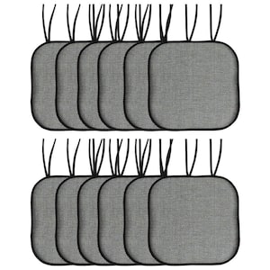Cameron Square Memory Foam 16 in.x16 in. Non-Slip Back, Chair Cushion with Ties (12-Pack), Black/Sage/Blue