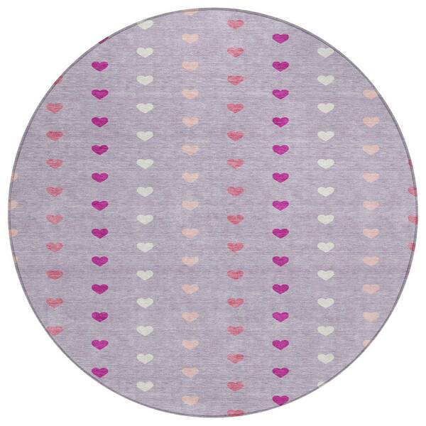 Chantille Machine Washable Indoor/Outdoor Abstract ACN2510 Lavender 8 ft. x 8 ft. Round Rug