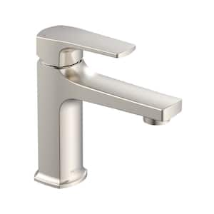 Tribune Single Handle Single Hole Bathroom Faucet with Deckplate and Metal Touch-Down Drain Included in Brushed Nickel