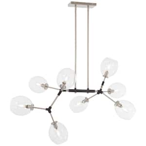 Nexpo 8-Light Brushed Nickel Chandelier with Clear Glass Shade