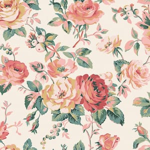 Garden Rose Autumn Multi-Colored Wallpaper Sample
