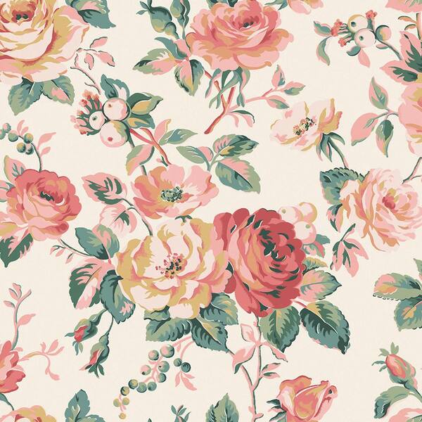 Unbranded Garden Rose Autumn Multi-Colored Wallpaper Sample