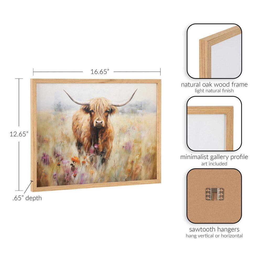 Natural Oak Framed Highland Cow Landscape Print, 16" x 12"