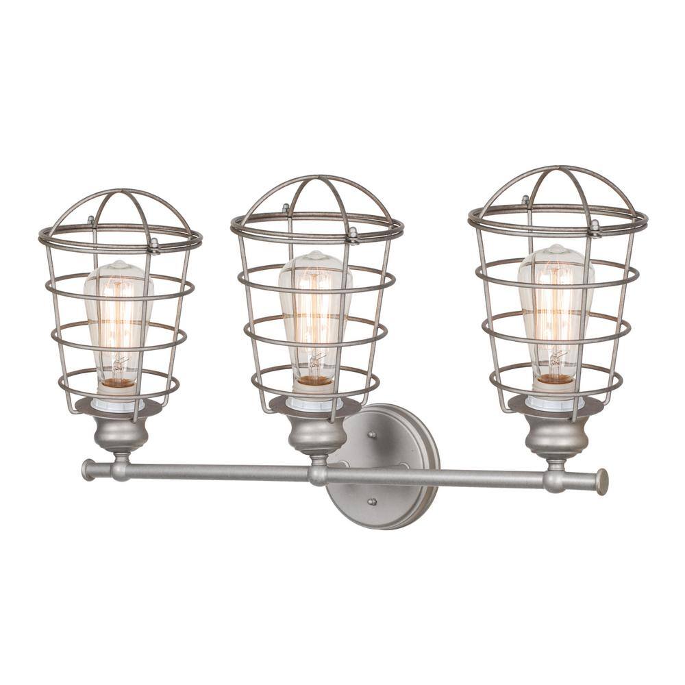 Galvanized Steel Industrial 3-Light Bathroom Vanity Fixture