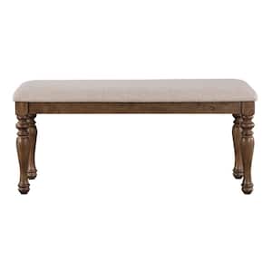 Joanna Caramel Upholstered Brown Bench 44 in.