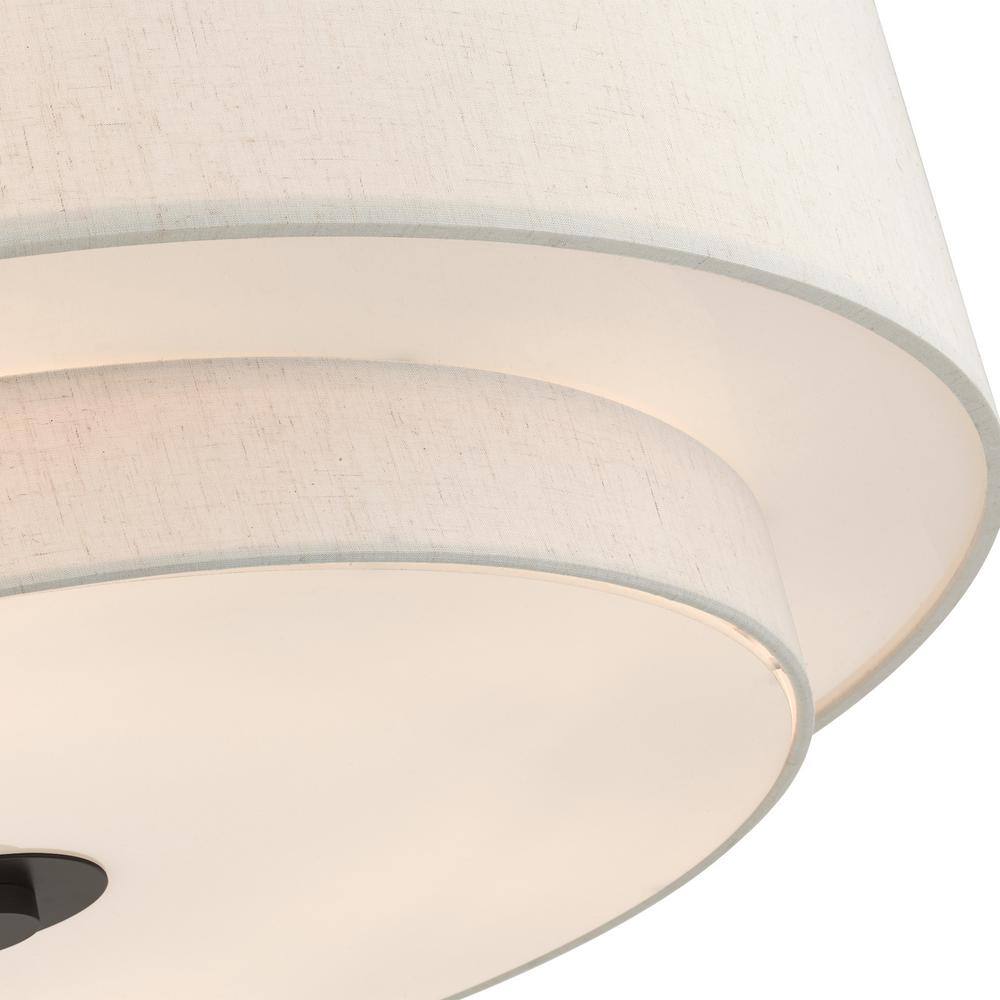 Meridian English Bronze 6-Light LED Semi-Flush Drum Ceiling Fixture
