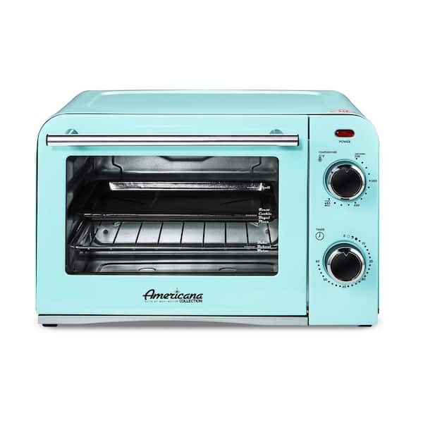 Maximatic Americana by Elite Collection Retro 4-Slice Toaster Oven fits 9 in. Pizza, Mint