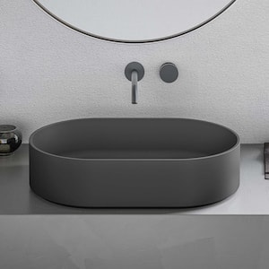 23 in. Matte Black EpiStone Solid Surface Modern Bathroom Vessel Sink