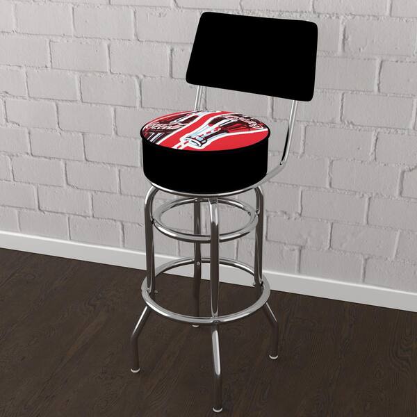 CocaCola Twin Bottles with Straw Bottle Art 31 in. Red Low Back Metal Bar Stool with Vinyl Seat