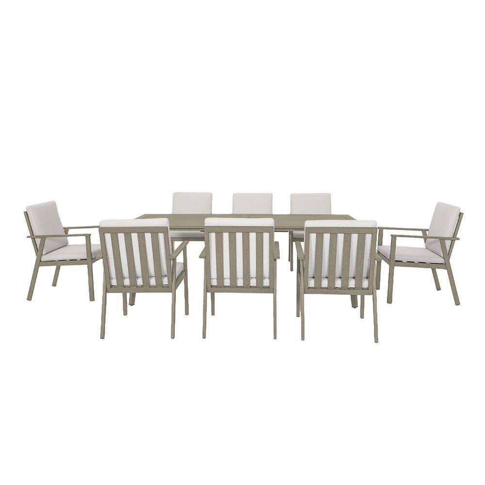 Alulux Gray 9-Piece Aluminum Outdoor Dining Set with Rectangular Dining Table and Beige Cushions price history on PriceWatchPro