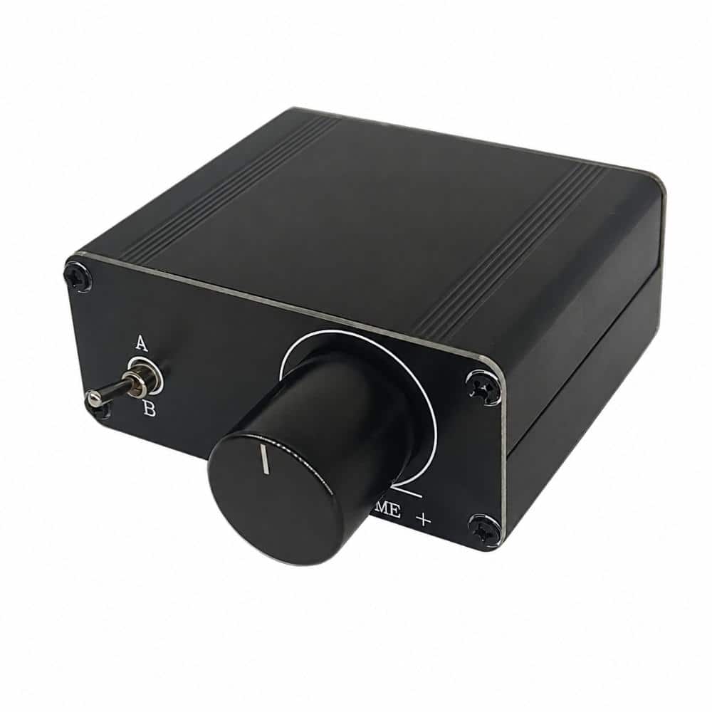HiFi Stereo RCA Audio Speaker Selector with Passive Preamplifier Volume Control 2.95 in x 3.46 in Black