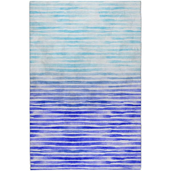 Dream Shag Premium Machine Washable Abstract ADS187 Blue 3 ft. x 5 ft. Area Rug