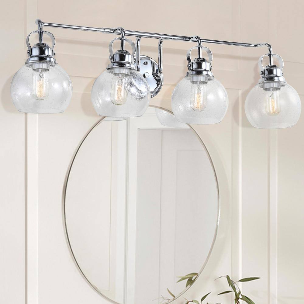 Shirley Modern 34" Chrome Polished Clear Glass Vanity Light