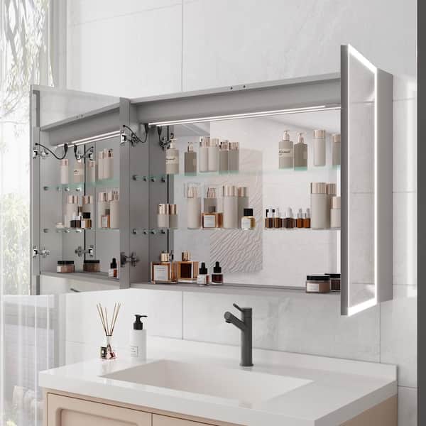 Hausvita 36 x 30 in. LED Medicine Cabinet with Mirror, Double Door Lighted Medicine Cabinet with Defogger