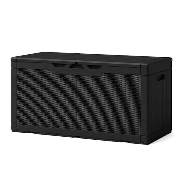 Patiowell Classics 100 Gal. Outdoor Storage Plastic Resin Deck Box in Black