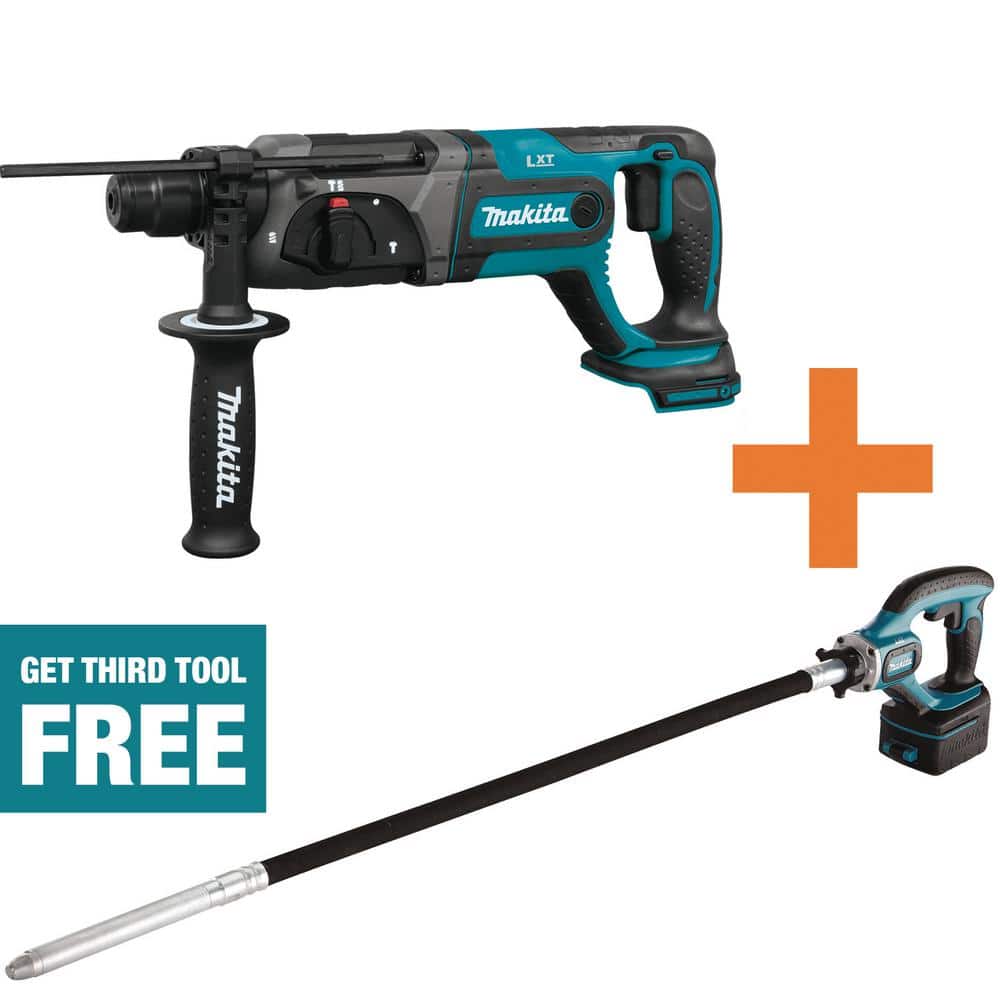 Makita 18V LXT Lithium-Ion 7/8 in. SDS-Plus Concrete/Masonry Rotary Hammer Drill and 18V LXT 4 ft. Concrete Vibrator -  XRH04Z-XRV01Z