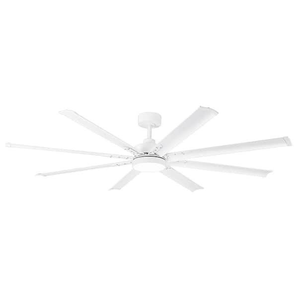 Breezary Oscar 72 in. (6 ft.) Integrated LED Indoor White-Aluminum-Blade White Ceiling Fan with Light and Remote Control Included
