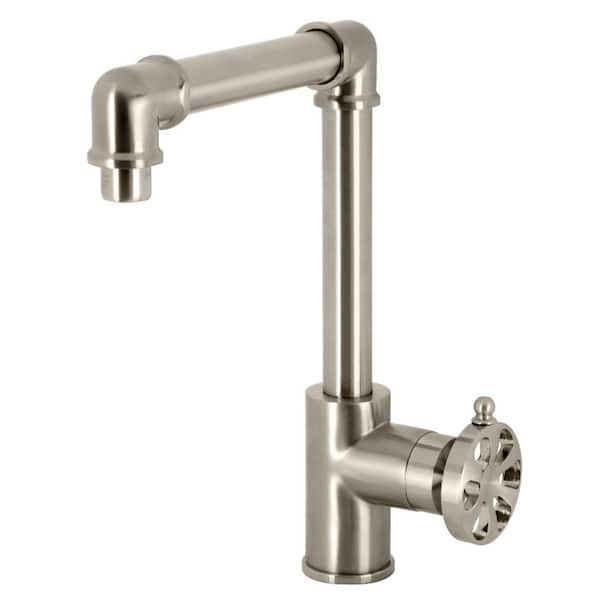 Kingston Brass Belknap Single-Handle High Arc Single Hole Bathroom Faucet with Push Pop-Up in Brushed Nickel