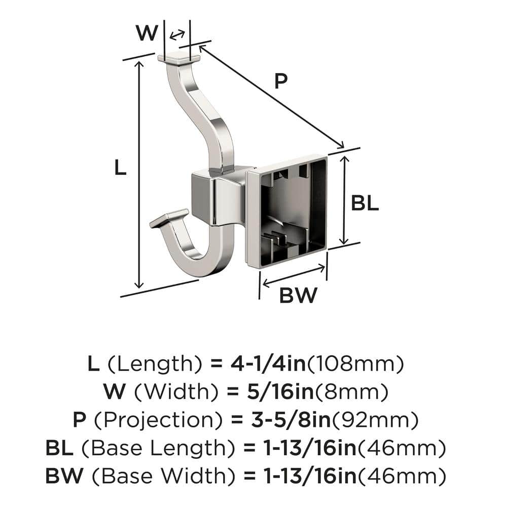 Polished Nickel Double Prong Wall Mounted Hook
