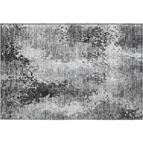 Mayfield Premium Machine Washable Abstract AMF2242 Gray 2 ft. x 3 ft. Accent Rug