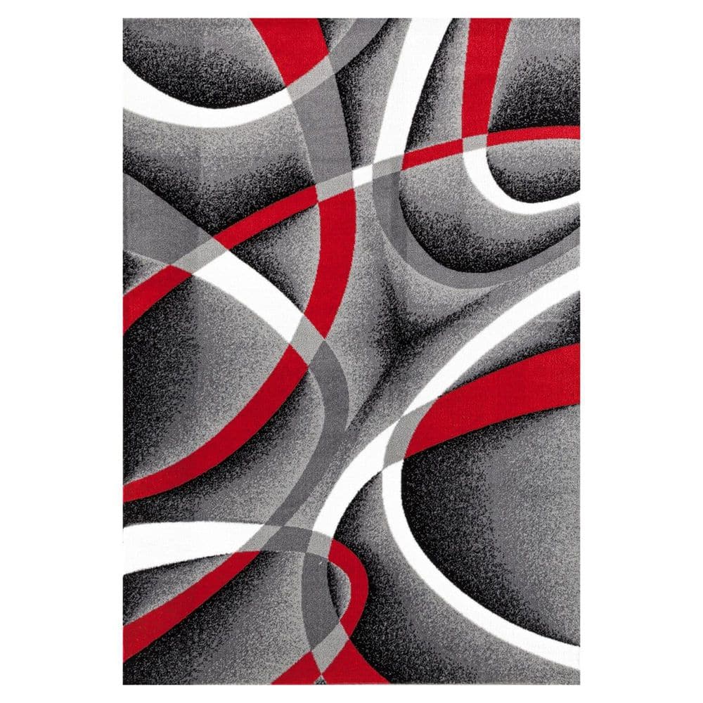 Gray Polypropylene 5 ft. x 7 ft. Abstract Indoor Area Rug