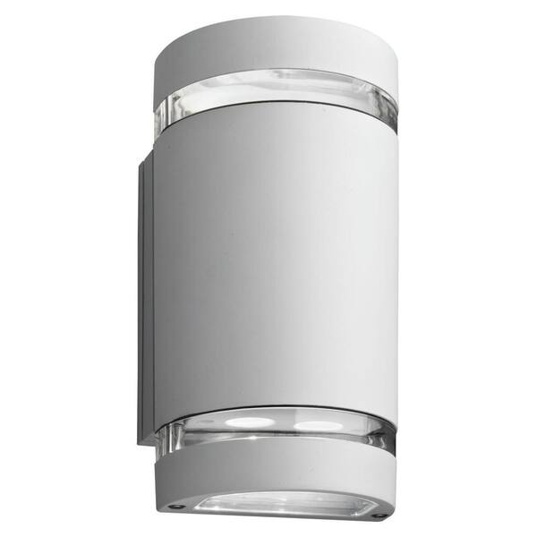 Lithonia Lighting 2-Light  Wall Mount Outdoor White LED Wall Cylinder Up and Downlight