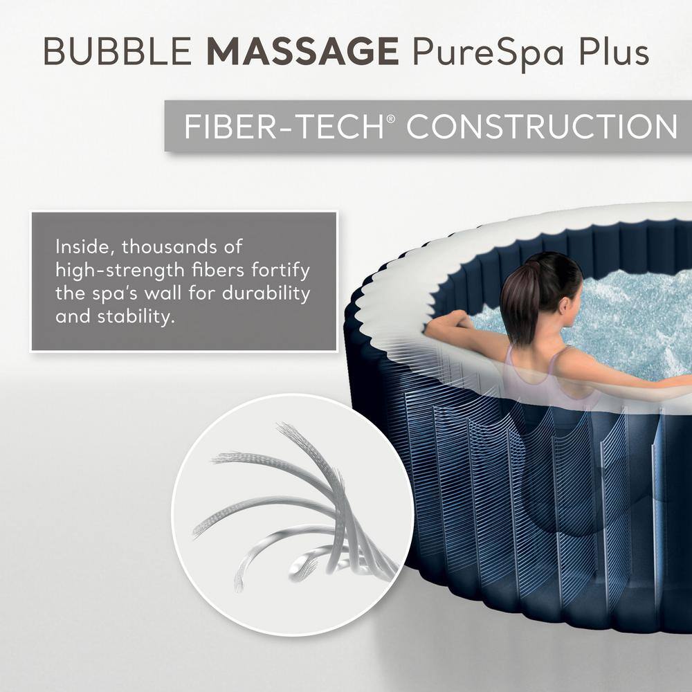 Intex 4-Person Navy Inflatable Round Hot Tub with Cup Holders