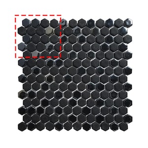 Black Iridescent Hexagon 6 in. x 6 in. Recycled Glass Glossy and Matte Mosaic Floor and Wall Tile (0.25 sq.ft.)