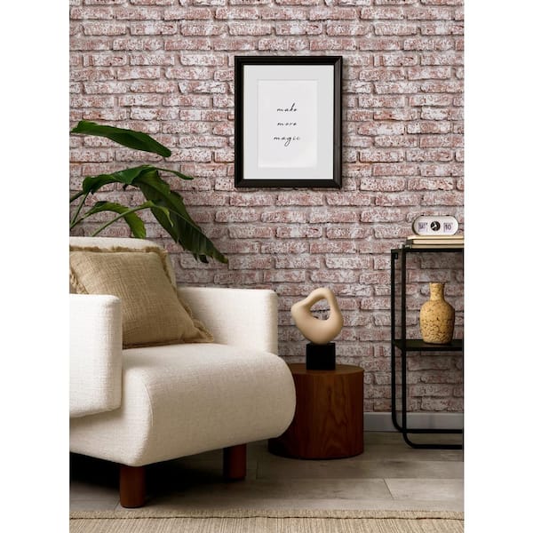 Whitewashed Vintage Brick Peel and Stick Smooth Vinyl Wallpaper  W9202Vinyl216  The Home Depot