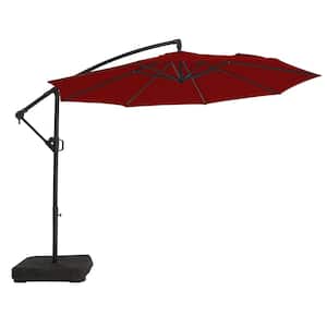 10 ft. Aluminum Patio Offset Umbrella Outdoor Cantilever Umbrella with Infinite Tilt and Recycled Fabric Canopy Burgundy