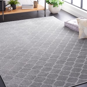 Pattern and Solid Gray 5 ft. x 8 ft. Abstract Trellis Area Rug