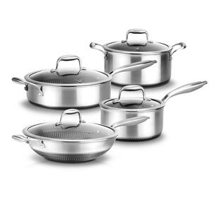 8-Piece Stainless Steel Cookware Set Triply DAKIN Etching Non-Stick Coating Inside and Outside