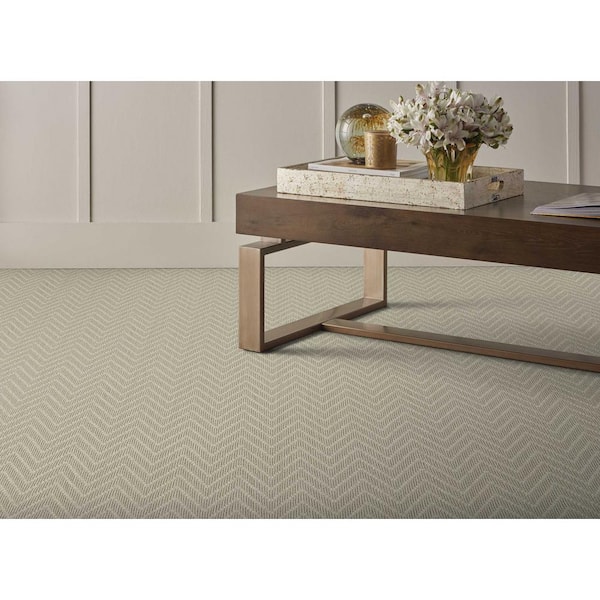 Merino Herringbone Ash Brown 12 ft. 36 oz. Wool Pattern Installed Carpet