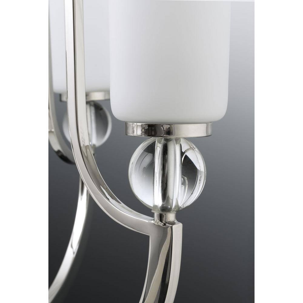 Elina Polished Nickel 7-Light Chandelier with Opal Glass Shades