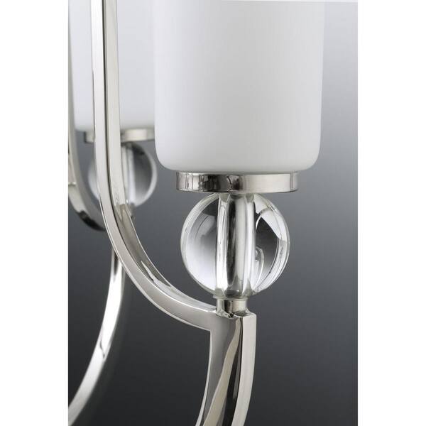 Progress Lighting Elina Collection 7-Light Polished Nickel Chandelier with Opal Glass