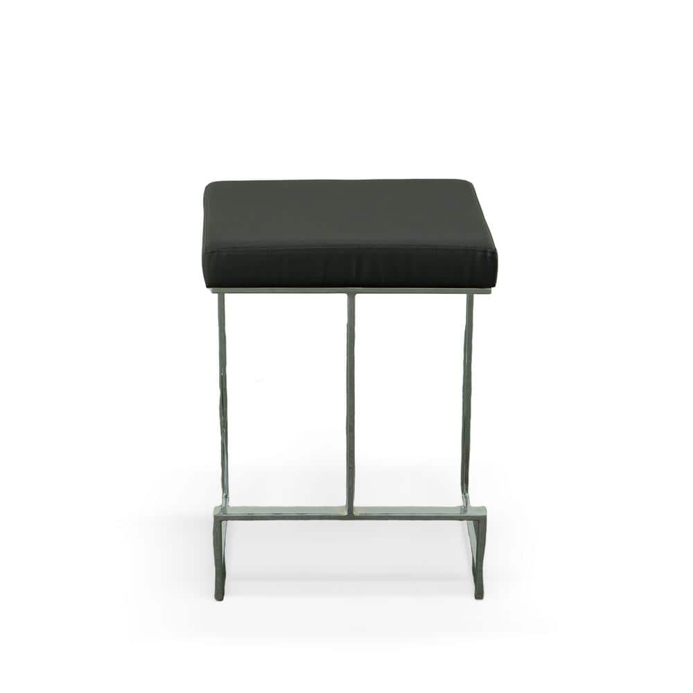 Kafka 24" Black Faux Leather and Chrome Counter Stool
